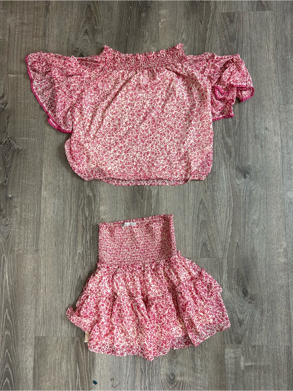 Joy joy Floral Off-Shoulder Top & Skirt Set